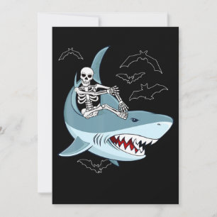 Skeleton Riding Shark Funny Halloween Gifts Save The Date