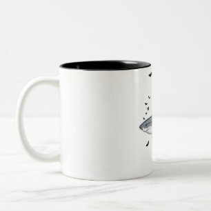 Skeleton Riding Shark - Funny Halloween Shark Gift Two-Tone Coffee Mug