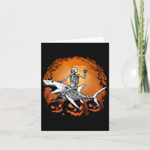 Skeleton Riding Shark Lazy Halloween Costume Funny Card