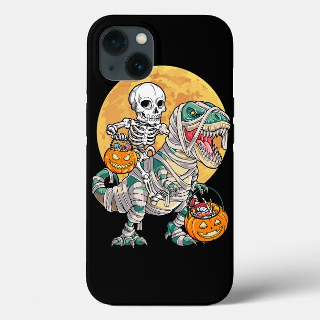 Skeleton Riding T Rex Moonlit Mummy Dinosaur Kids  Case-Mate iPhone Case (Back)