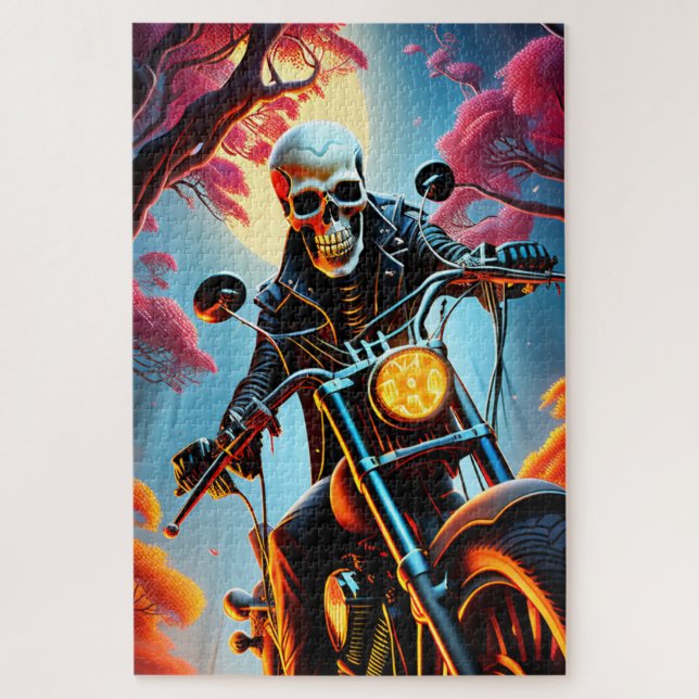 Skeleton Riding through the fire cave Jigsaw Puzzle (Vertical)