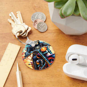 Skeleton Riding through the fire cave Key Ring