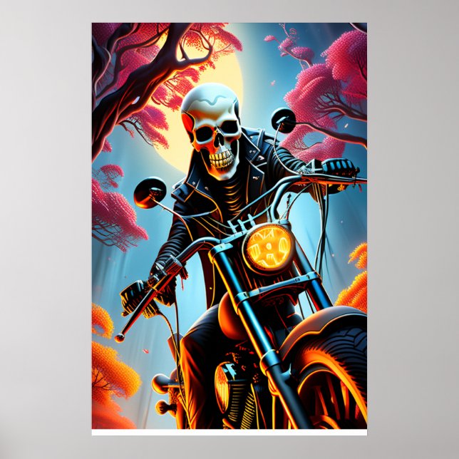 Skeleton Riding through the fire cave Poster (Front)