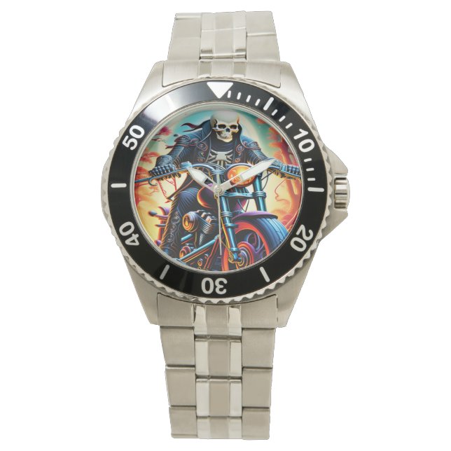 Skeleton Riding through the fire cave Watch (Front)