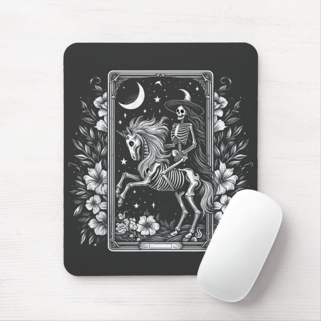 Skeleton Riding Unicorn Skeleton Tarot Card Mouse Pad (With Mouse)