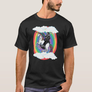 Skeleton Riding Unicorn Unicorns Rainbow Graphic T-Shirt