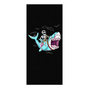 Skeleton Riding Zombie Shark Funny Halloween Gift Rack Card