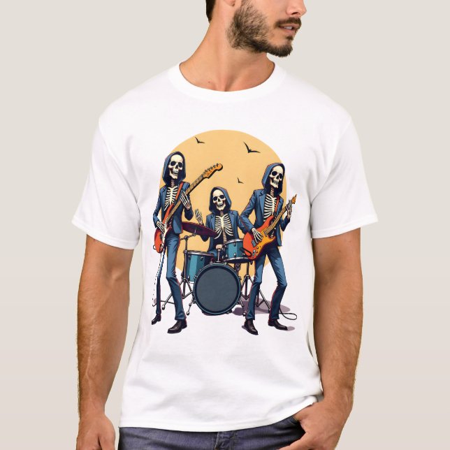 Skeleton Rock Band � Funny Halloween Shirt (Front)