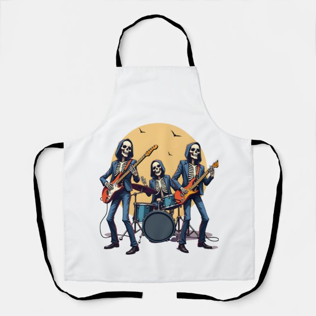 Skeleton Rock Band � Funny Halloween Shirt Apron (Front)