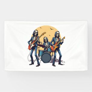 Skeleton Rock Band – Funny Halloween Shirt Banner