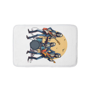 Skeleton Rock Band � Funny Halloween Shirt Bath Mat