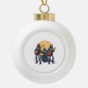 Skeleton Rock Band � Funny Halloween Shirt Ceramic Ball Christmas Ornament