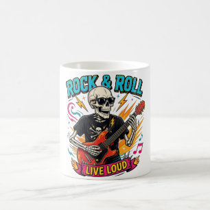 Skeleton Rock Guitar Mug - Funny Rock And Roll Liv