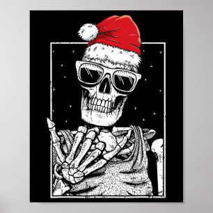 Skeleton Rock Hand Halloween Christmas Rock Music  Poster