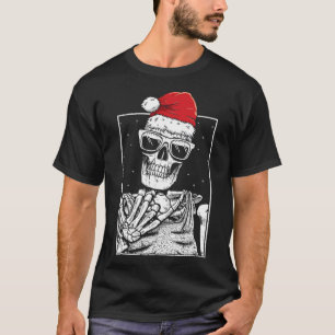 Skeleton Rock Hand Halloween Christmas Rock Music T-Shirt