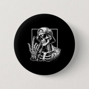 Skeleton Rock Hand Halloween Costume Rocker Cool R 6 Cm Round Badge