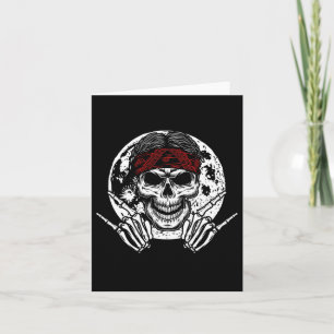 Skeleton Rock Hand Halloween Rock And Roll Midnigh Card