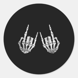 Skeleton Rock Hand Lazy Halloween Costume Cool Bon Classic Round Sticker