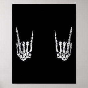 Skeleton Rock Hand Lazy Halloween Costume Cool Bon Poster