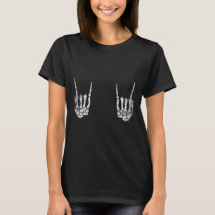 Skeleton Rock Hand Lazy Halloween Costume Cool Bon T-Shirt