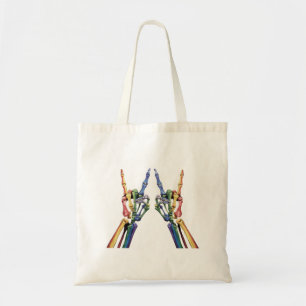 Skeleton Rock Hand LGBTQ Cool Rainbow Flag Gay Tote Bag