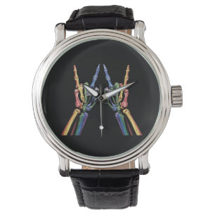 Skeleton Rock Hand LGBTQ Cool Rainbow Flag Gay Watch