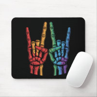 Skeleton Rock Hand LGBTQ Rainbow Flag Gay Pride