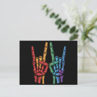 Skeleton Rock Hand LGBTQ Rainbow Flag Gay Pride