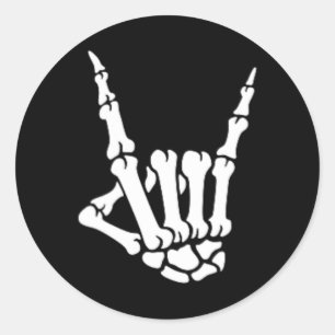 Skeleton Rock Hand Pocket Lazy Halloween Costume C Classic Round Sticker
