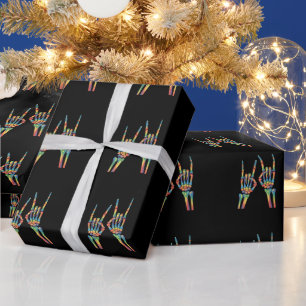 Skeleton Rock Hand Rainbow LGBTQ Gay Lesbian Pride Wrapping Paper