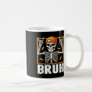 Skeleton Rock On Bruh Halloween For Mens Boys Kids Coffee Mug