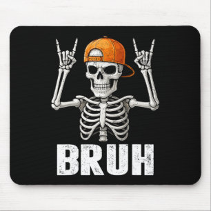 Skeleton Rock On Bruh Halloween For Mens Boys Kids Mouse Pad