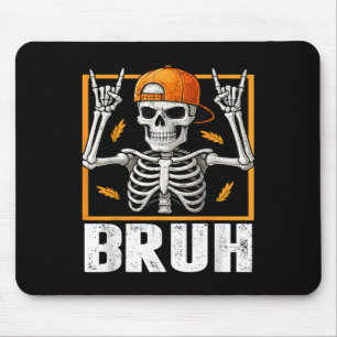 Skeleton Rock On Bruh Halloween For Mens Boys Kids Mouse Pad
