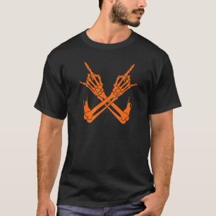 Skeleton Rock On Hands Arms Men Women Kids Hallowe T-Shirt