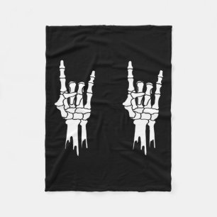 Skeleton - Rock On Hands - Men & Women - Hallo Fleece Blanket