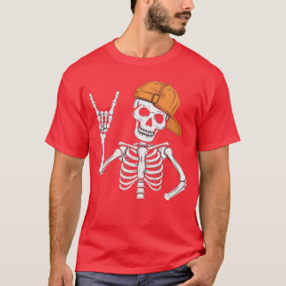 Skeleton Rocker Women Men Boys Punk Rocker Long Sl T-Shirt