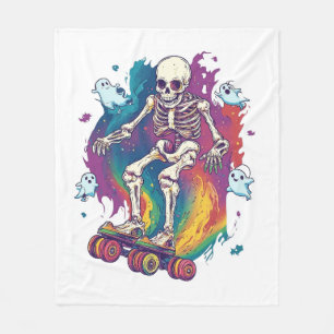 Skeleton Roller Skater Fleece Blanket