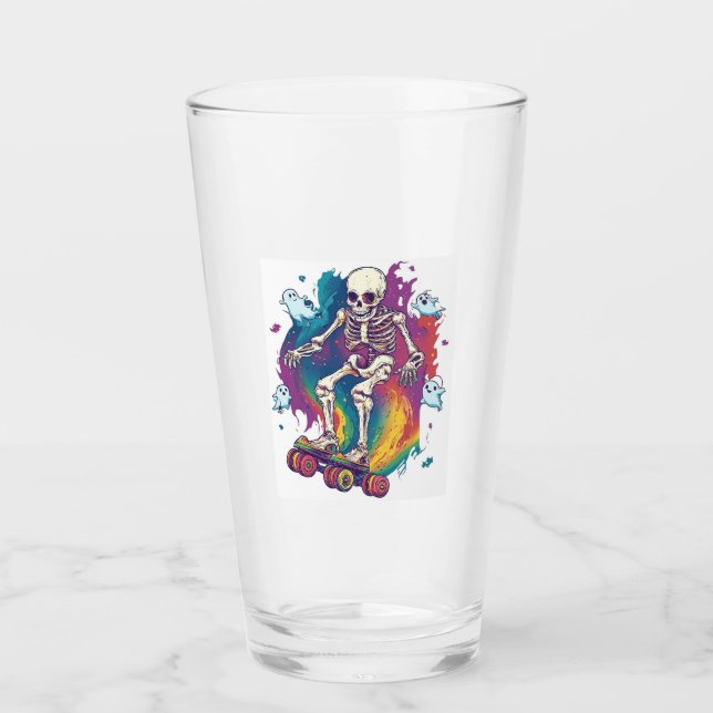 Skeleton Roller Skater Glass (Front)