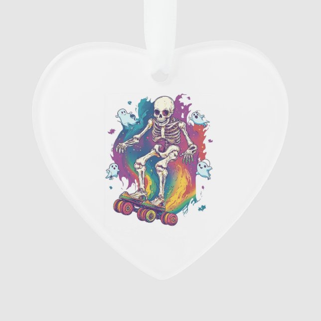 Skeleton Roller Skater Ornament (Front)
