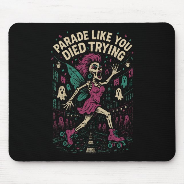 Skeleton Roller Skating Parade Fairy Halloween Cos Mouse Pad (Front)