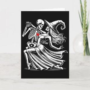 Skeleton Romance Dance With Witch Card