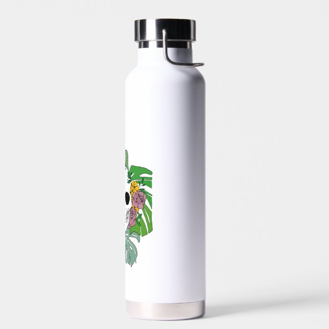 Skeleton Rose and Monstera Water Bottle (Left)