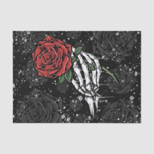Skeleton Rose Offering Silver Black Gothic Glam Tissue Paper