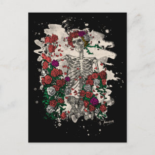 Skeleton & Roses – bleached Version Postcard