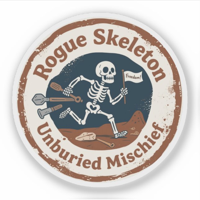 Skeleton Running With Tools Humour (Front)