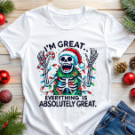 Skeleton Santa I'm Great Funny Christmas Tri-Blend Shirt<br><div class="desc">Add a touch of dark humour to your holiday season with this hilarious "I'm Great... Everything is Absolutely Great" tee featuring a festive skeleton Santa. This shirt is perfect for anyone who appreciates a bit of sarcasm and irony mixed with their Christmas cheer. The playful design and witty slogan are...</div>
