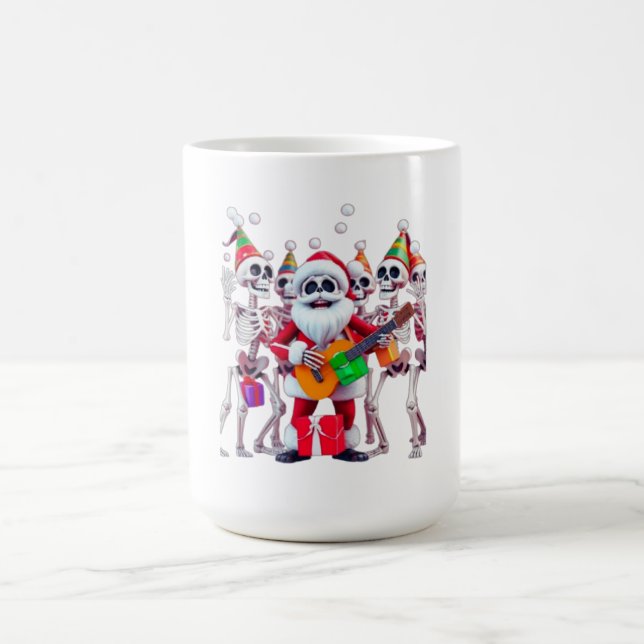 **Skeleton Santa Party – Funny 3D Christmas Skelet Coffee Mug (Center)