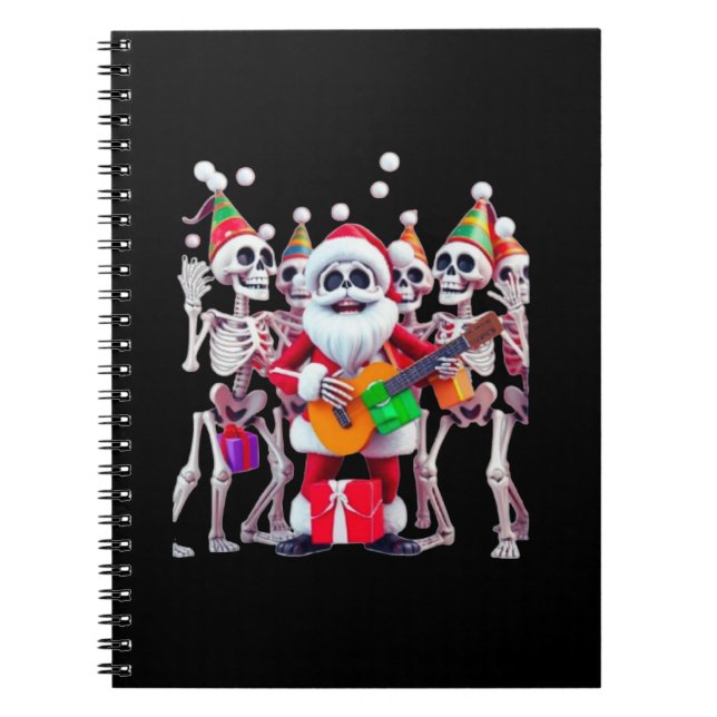 **Skeleton Santa Party – Funny 3D Christmas Skelet Notebook (Front)