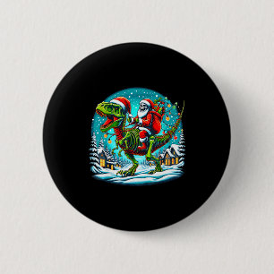 Skeleton Santa Riding T Rex Dinosaur Funny Christm 6 Cm Round Badge