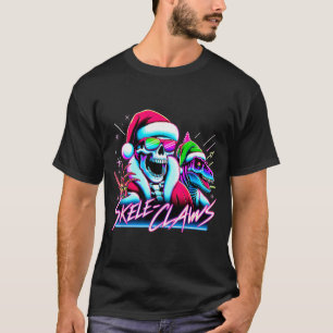 Skeleton Santa Riding T Rex Dinosaur Funny Christm T-Shirt